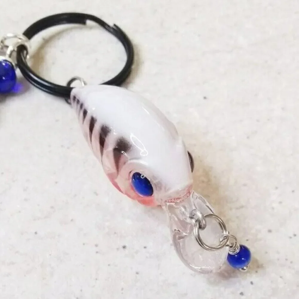 Orange + Blue! Fishing Lure Key Chain - Anglers Key Ring! Choose His/Her Name!